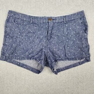 🌼Old Navy Shorts Womens Size 10 Everyday Short Chambray Polka Dot Linen Blend